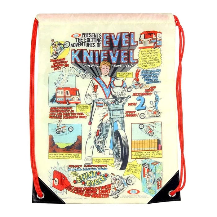 EVEL KNIEVEL 17-INCH POLYESTER DRAWSTRING CINCH BAG