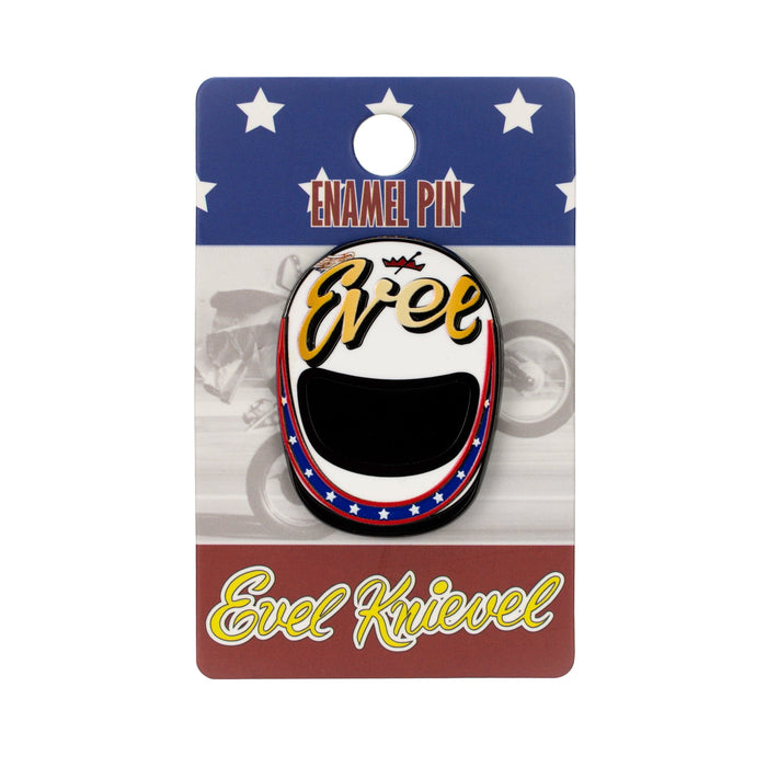 EVEL KNIEVEL STUNT CRASH HELMET ENAMEL PIN - FRONT VIEW