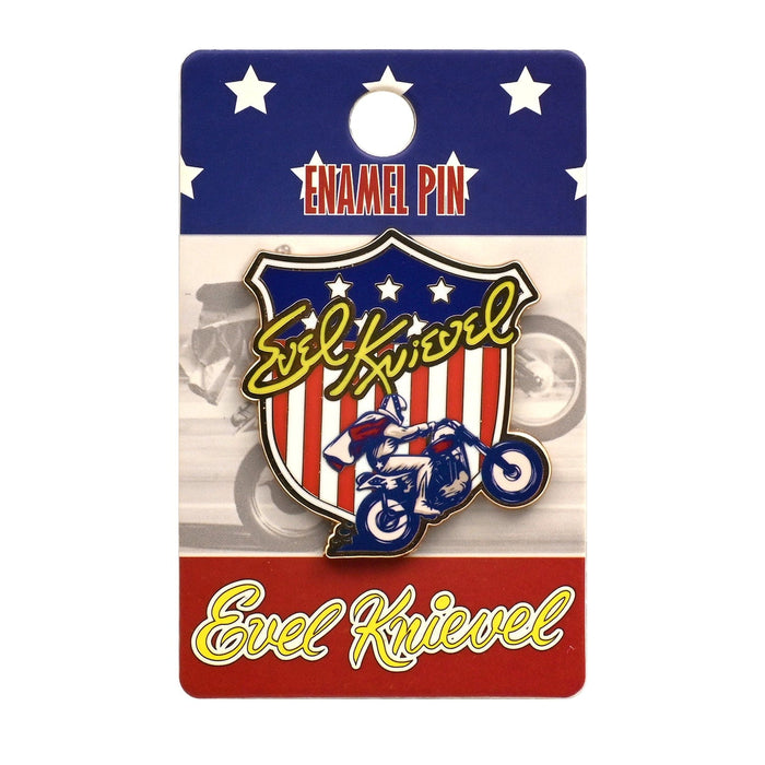 Evel Knievel Shield Enamel Pin