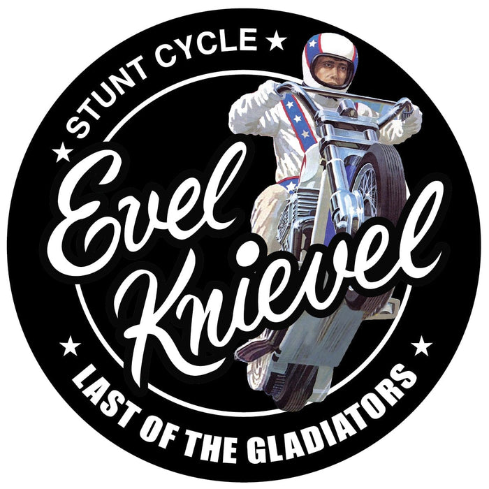 Evel Knievel Last of the Gladiators Round Sticker