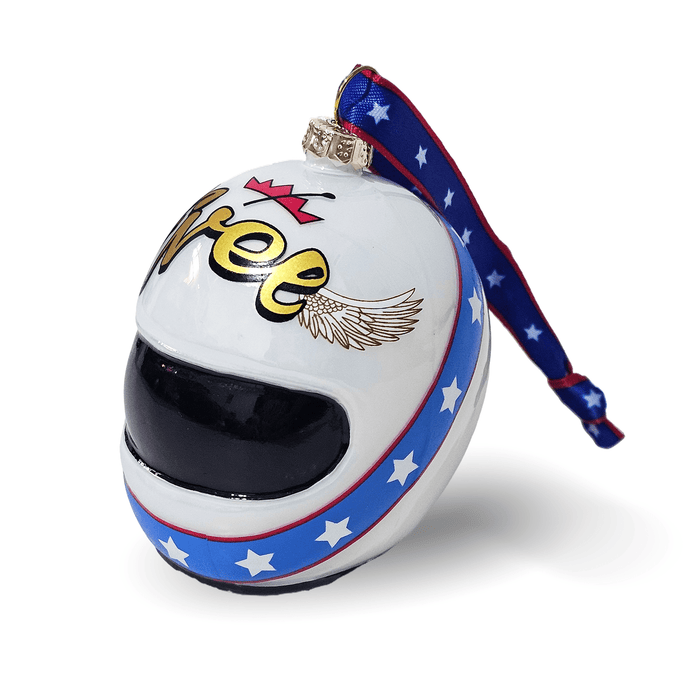 Evel Knievel 2 Piece Glass Ornament Set