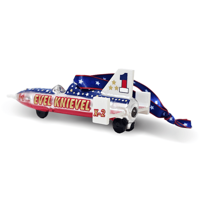 Evel Knievel 2 Piece Glass Ornament Set