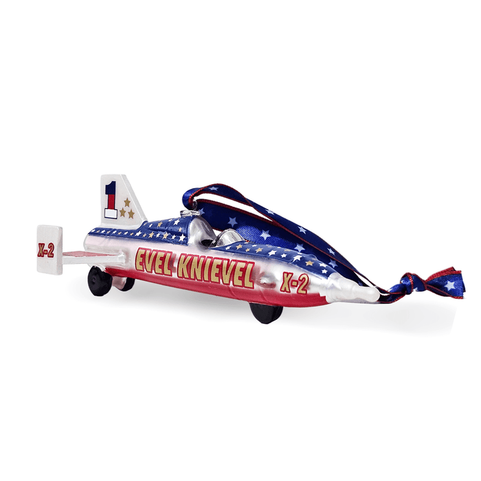 Evel Knievel 2 Piece Glass Ornament Set