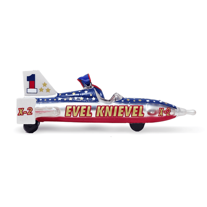 Evel Knievel 2 Piece Glass Ornament Set