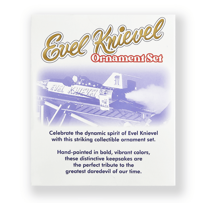 Evel Knievel 2 Piece Glass Ornament Set