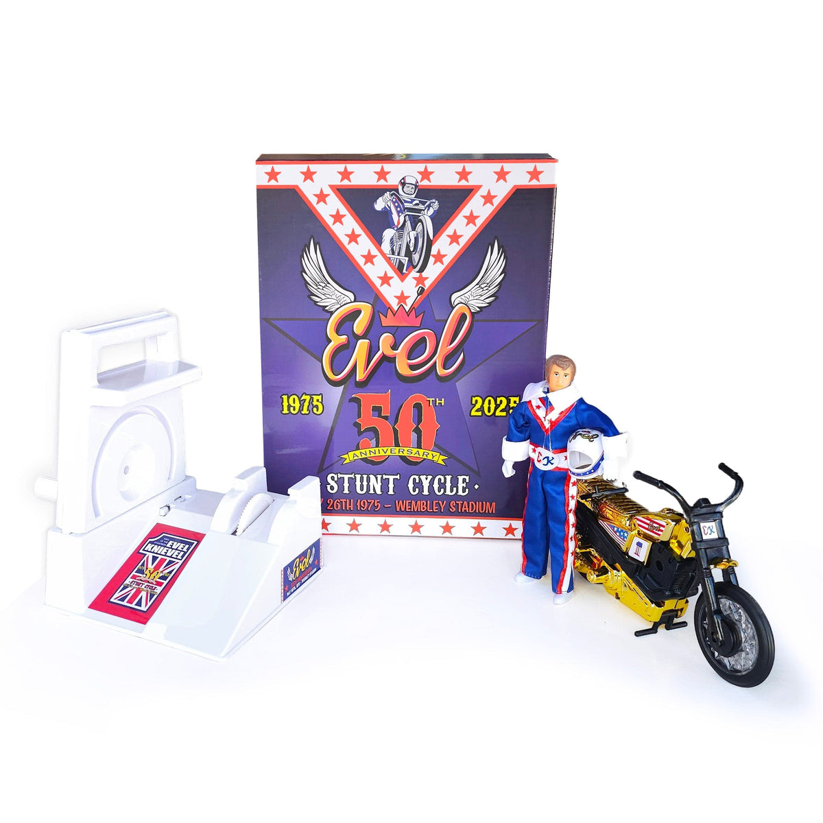 Wembley 50th Anniversary Evel Knievel Stunt Cycle Set – Limited